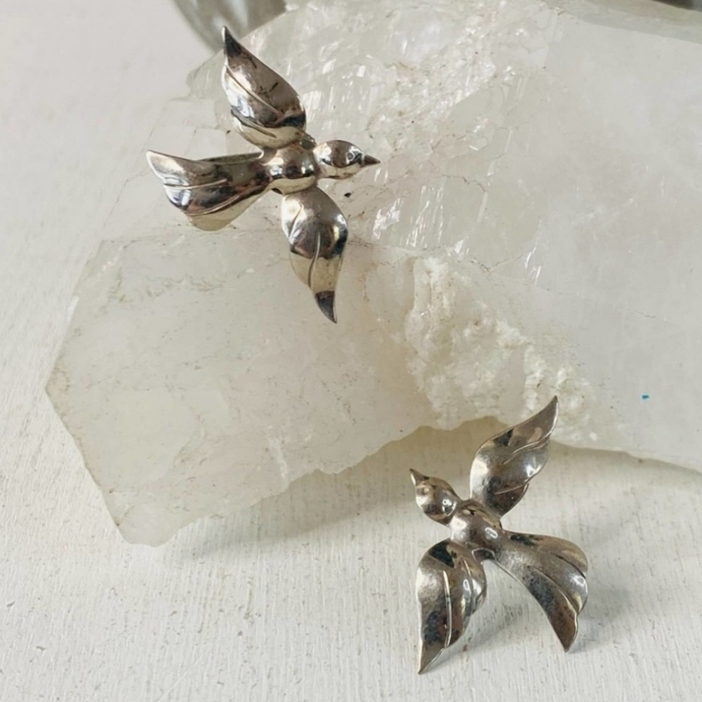 🍋VINTAGE SILVER TONE BIRDS - Picture 8 of 10